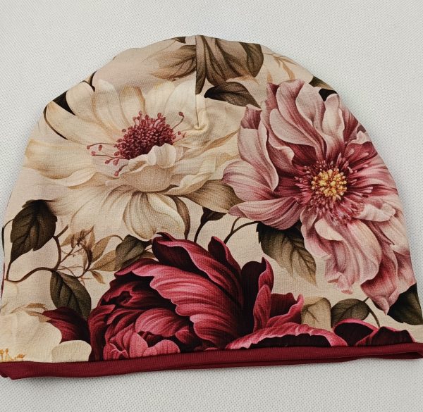 Czapka "Bordowe Peonie"