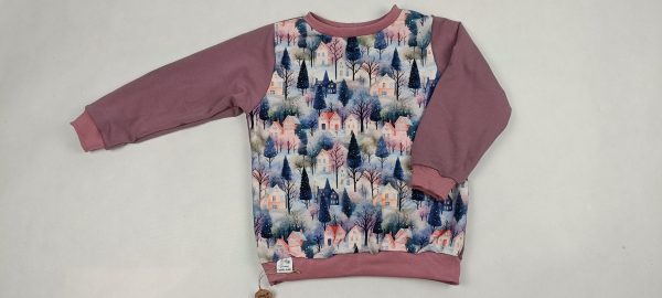 BLUZA DOMKI NA JASNYM FIOLECIE